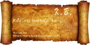 Kéry Borbála névjegykártya